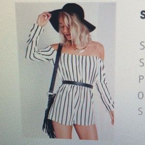 Striped Bardot Playsuit
